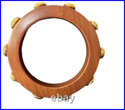 COACH Very Rare TEAK WOOD with BRASS RIVETS BRACELET (purchased In Tokyo, Japan)