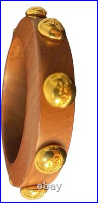 COACH Very Rare TEAK WOOD with BRASS RIVETS BRACELET (purchased In Tokyo, Japan)