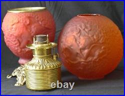 CUPID AND PSYCHE Fostoria Very Rare Antique Oil Lamp ca 1900 Gorgeous