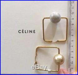 Celine marble and pearl square hoop earrings by pheobe philo very rare sold out