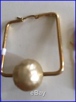 Celine marble and pearl square hoop earrings by pheobe philo very rare sold out