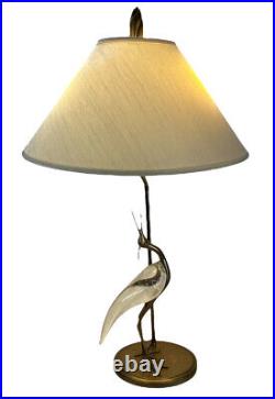 Chapman Crystal and Brass Crane Egret Table Lamp 1985 RARE Very Good NO SHADE