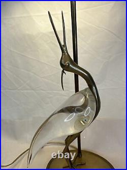 Chapman Crystal and Brass Crane Egret Table Lamp 1985 RARE Very Good NO SHADE