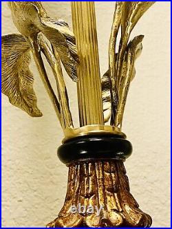 Chelsea House Brass Candlestick'Baltusrol' Palm Leaf Table Lamp VERY RARE