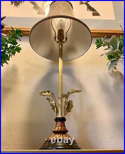 Chelsea House Brass Candlestick'Baltusrol' Palm Leaf Table Lamp VERY RARE
