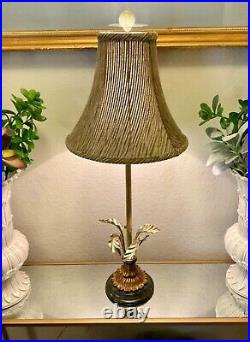 Chelsea House Brass Candlestick'Baltusrol' Palm Leaf Table Lamp VERY RARE