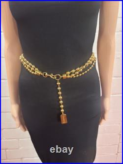 Coach Vintage Multi Strand Ballchain Gold Plated Necklace or Hip Belt Very Rare