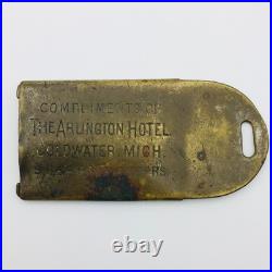 Coldwater Michigan Arlington Hotel Antique Brass Baggage Tag 1905 Era Very Rare