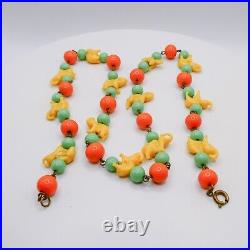 Czech Art Deco Glass Necklace Elephant Beaded Colorful Handmade Very Rare READ