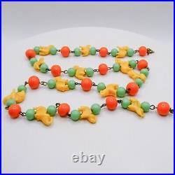 Czech Art Deco Glass Necklace Elephant Beaded Colorful Handmade Very Rare READ