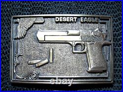 DESERT EAGLE 44 50 CAL HANDGUN BRASS BELT BUCKLE! VINTAGE! VERY RARE! ADM! 1980s
