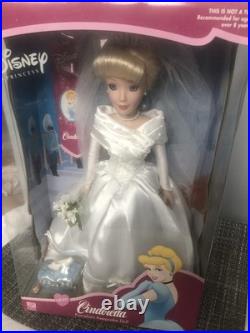 Disney Doll Princess Cinderella Bride Porcelain Brass Key Very Rare NIB Vintage