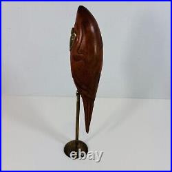 Dolbi Cashier Brass & Wood Perched Bird Vintage 1980 Sculpture Very Rare