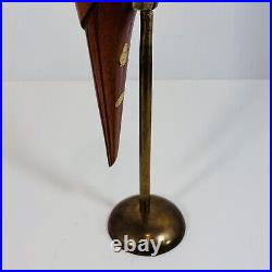 Dolbi Cashier Brass & Wood Perched Bird Vintage 1980 Sculpture Very Rare