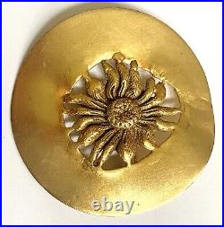 Dominique Favey Very Rare Bronze & Brass Gilded Gold Flower Pin One of a Kind