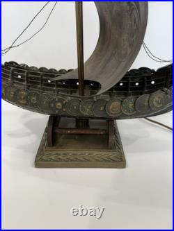 EDWARD AAGAARD VERY RARE Viking Ship LAMP Iron Art Copenhagen Denmark 16x20