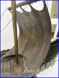 EDWARD AAGAARD VERY RARE Viking Ship LAMP Iron Art Copenhagen Denmark 16x20