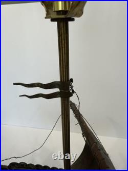 EDWARD AAGAARD VERY RARE Viking Ship LAMP Iron Art Copenhagen Denmark 16x20