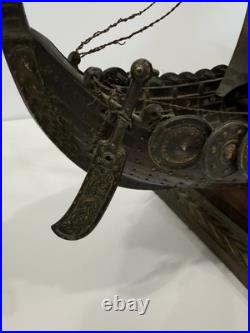 EDWARD AAGAARD VERY RARE Viking Ship LAMP Iron Art Copenhagen Denmark 16x20