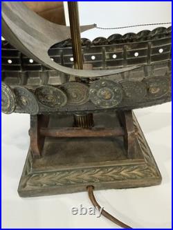 EDWARD AAGAARD VERY RARE Viking Ship LAMP Iron Art Copenhagen Denmark 16x20