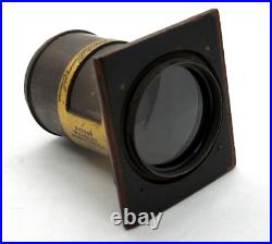 EXC VERY RARE FAST F2.8 DALLMEYER PETZVAL TYPE UNIQUE BRASS LENS COVERS 4x5