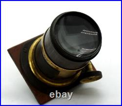 EXC VERY RARE FAST F2.8 DALLMEYER PETZVAL TYPE UNIQUE BRASS LENS COVERS 4x5