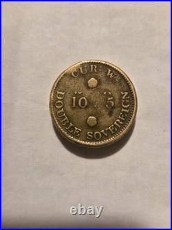 EXTREMELY RARE Royal Mint Double Sovereign Brass Coin Weight 1823 Very Good