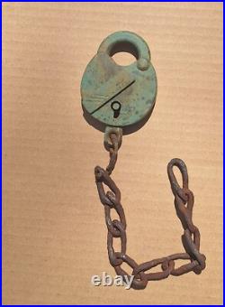 Early and very rare H. C. Jones brass antique padlock lock with fantastic patina