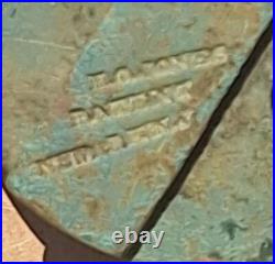 Early and very rare H. C. Jones brass antique padlock lock with fantastic patina