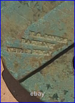 Early and very rare H. C. Jones brass antique padlock lock with fantastic patina