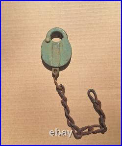 Early and very rare H. C. Jones brass antique padlock lock with fantastic patina