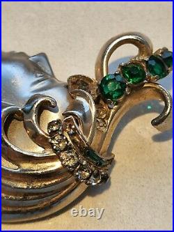 Eisenberg Original Emerald Art Glass Fur Clip & Earrings Very RARE Vintage