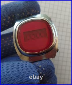 Elektronika 1 watch, red glass, very rare small model, vintage USSR