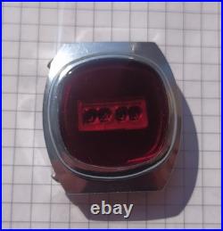 Elektronika 1 watch, red glass, very rare small model, vintage USSR