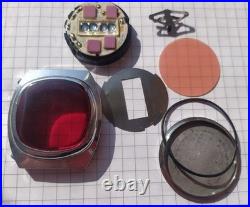Elektronika 1 watch, red glass, very rare small model, vintage USSR