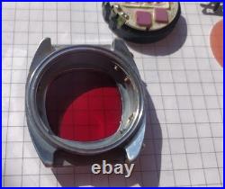Elektronika 1 watch, red glass, very rare small model, vintage USSR
