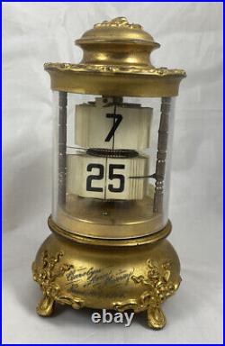 Ever Ready Plato Flip Clock Very Rare Antique Engraved pat. 1903 Art Noveau Read