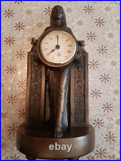 Extremely Rare & Unique Egyptian Style Clock Very Heavy Brass Metal (3 Kilos)