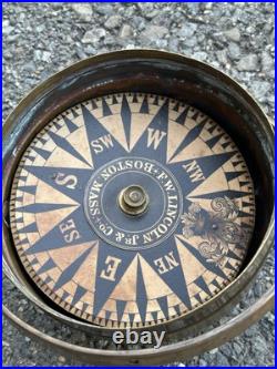 F. W. Lincoln Boston Nautical Compass Maritime Antique VERY RARE