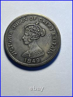 FLORIN, 1849, by Allen & Moore, in brass, Britannia in marine car, very Rare
