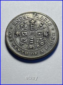 FLORIN, 1849, by Allen & Moore, in brass, Britannia in marine car, very Rare