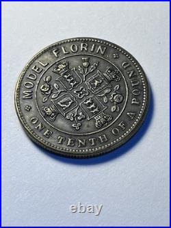 FLORIN, 1849, by Allen & Moore, in brass, Britannia in marine car, very Rare