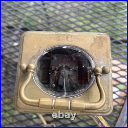 FRENCH ANTIQUE BRASS & BEVELED GLASS CARRIAGE CLOCK VERY RARE For Repair Key