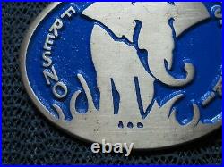 FRESNO SAFARI ELEPHANT BRASS BELT BUCKLE! VINTAGE! VERY RARE! DYNABUCKLE! 1980s