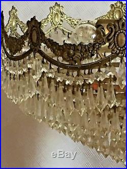 Fantastic Silver Brass and Crystal Chandelier, Antique, French/Spanish/Very Rare