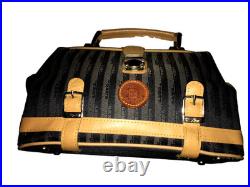 Fendi Pequin Stripe Handbag, Very Rare VTG Collectible, Med Satchel