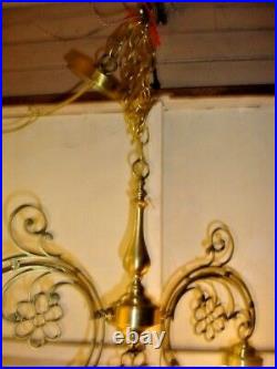 Fenton Lamp Silver Crest Rare Brass Very Ornate Chandelier