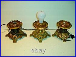 Fenton-l. G. Wright Brass/bronze Rare And Old Very Decorated Lamp Base (1-3)