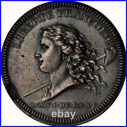 France 1792 Libertas Brass Medal NGC MS62 VERY RARE & SOUGHT AFTER ISSUE