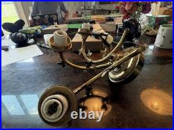 French Brass Antique Light With French Cristal Roses VERY RARE FIND